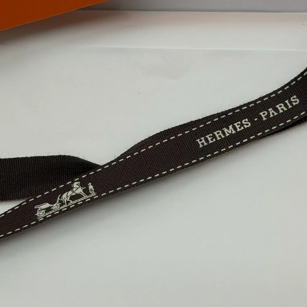 Hermes Empty Gift Box Orange 7x14x1 Authentic Logo Tissue Ribbon Luxury